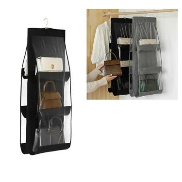 Imagem de Bolsa organizadora para guarda roupa 6 bolsos transparente - CLINK