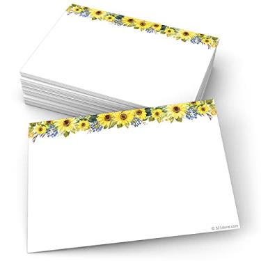 Imagem de 321Done Cartões de índice de girassol floral – (50) cartões brancos de 10 x 15 cm – em branco, sem linhas – para estudar, aprender, cartões didáticos, notas de mesa, mensagens, cartões – Bonitos, bonitos, chiques – Feito nos EUA
