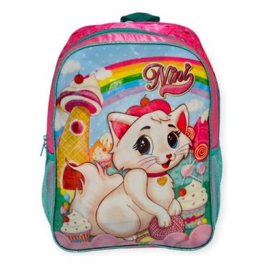 Imagem de Mochila Infantil Gatinha Nini Meninas Escolar Rosa Costas   - Clio, NN