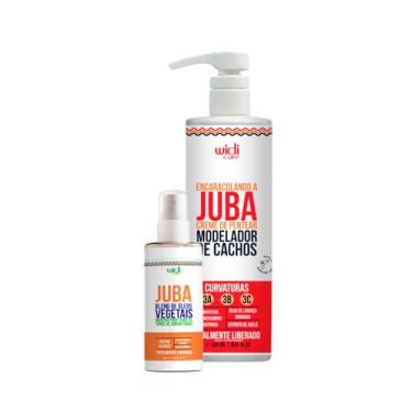 Imagem de Kit de Tratamento para Cabelos Cacheados Encaracolando a Juba WIDIcare, Blend de Óleos Vegetais 60ml, Creme de Pentear 500ml