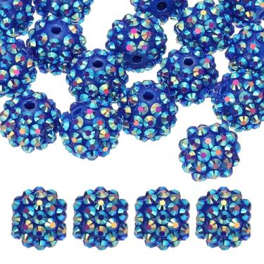 Imagem de PATIKIL Contas de strass de resina de 14 mm para caneta com contas, pacote com 20 bolas de discoteca brilhantes redondas focais contas de chiclete para fazer joias, artesanato, colar, pulseiras de