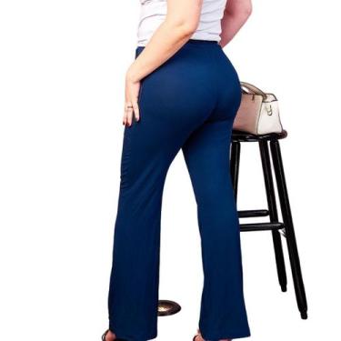 Imagem de Calça Feminina Malha Flare Nazca - Ludi K Moda, Azul marinho, M