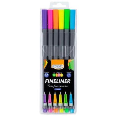 Imagem de Caneta marcador fine liner 0.4 neon 6 unids brw