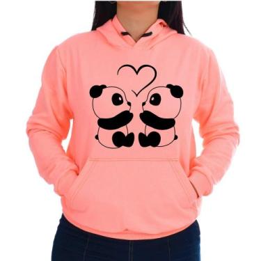 Imagem de Blusa Moletom Feminina Canguru Flanelado Casual Casal Panda - Markelly