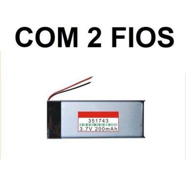 Imagem de Bateria Com 200mah 351743 Medida 3,5mmx17mmx43mm 2 Fios 3,7v - KMIG