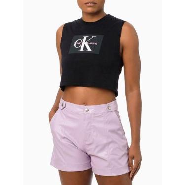 Imagem de Camisa Regata Calvin Klein Feminina Re issue Retângulo Preta - CKJF110-0987-Feminino