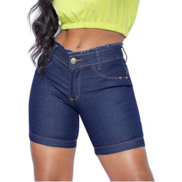Imagem de Bermuda Jeans Meia Coxa Cós Desfiado  Levanta Bumbum Lycra - NtD Modas