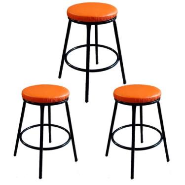 Imagem de Kit 3 Banco Baixo 50 Cm de Altura Sem Encosto Para Cozinha Mesa Estrut