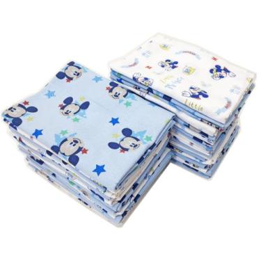Imagem de Manta Cueiro Bebe Flanelado 80x80cm Disney Com 4 Unidades, Mickey 