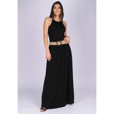 Imagem de Vestido Longo Malha Trapézio com Bolso Jennifer Preto - M - Veste do 4