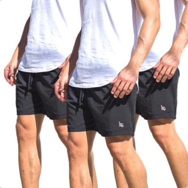 Imagem de Kit 3 Shorts Tactel Masculino Esporte Academia Com Bolsos Laterais E C