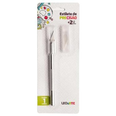 Imagem de Estilete Precisão Tipo Bisturi em Aço c/ 2 Lâminas Extras Blister Leoa