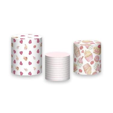 Imagem de Trio De Capa Cilindro - Confeitaria Doces Coração 004 - Via Cores