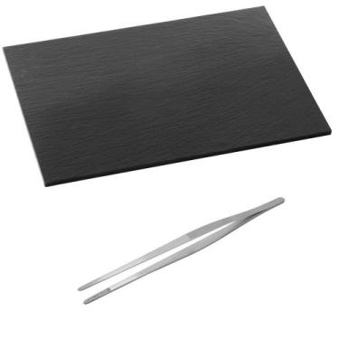 Imagem de Tabua de Ardosia com Pinça Culinaria um belo prato - 31 cm - Vulcao al