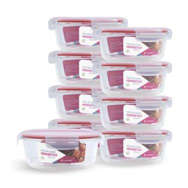 Imagem de Kit 9 Potes De Vidro Redondo Com Tampa Hermética 1300ml - NABOX, Verme