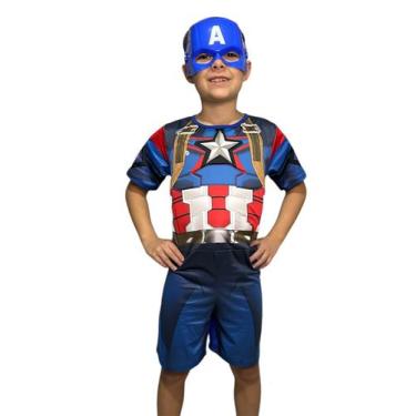 Imagem de Roupa Fantasia  Capitão América C Enchi Curto - Compra Certa, M 3 A 4 