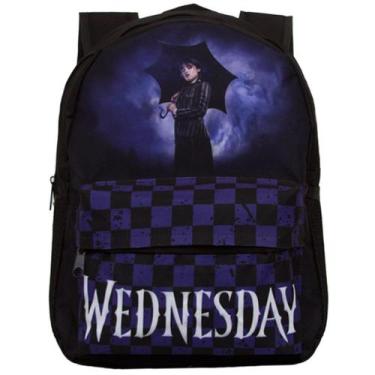 Imagem de Mochila Infantil Menina Tam G Preta Aulas Wandinha Série - TOYS 2U