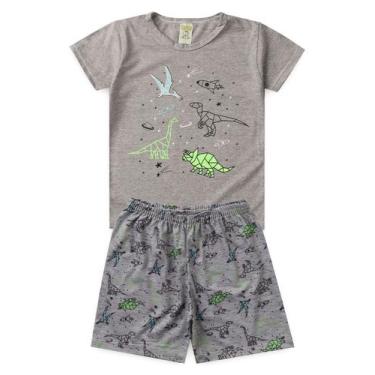 Imagem de Pijama Infantil Masculino Verão Dinossauros - Hey Kids - Mescla - HeyK