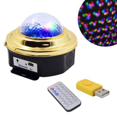 Imagem de Globo de Luzes Giratório Discoteca USB Festa Iluminação Rgb Controle D
