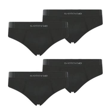 Imagem de Kit 4 Cueca Selene Masculina Slip sem costura Microfibra, Preto, P