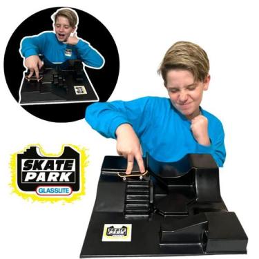 Imagem de Pista skate dedo gigante half rampa escadas fingerboard glasslite pret