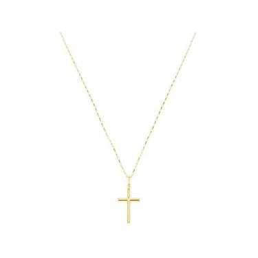 Imagem de Cordão Corrente Masculina Ouro 80cm+ Pingente Cruz Crucifixo Ouro 18k 