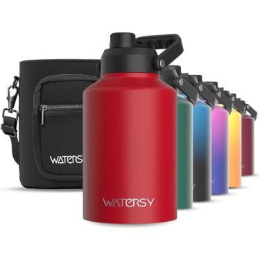 Imagem de WATERSY Garrafa de água de 1 galão isolada (fria por 48 horas), livre de BPA e à prova de vazamento, jarro de água de aço inoxidável de 3,628 g, grande térmico, garrafa de água grande com alça para