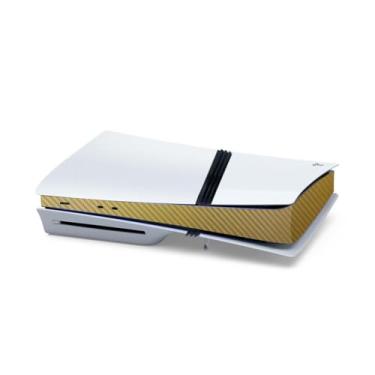 Imagem de Adesivo lateral para PS5 PRO Disc Console Center Skin Console Skin Decalque Vinil Skin Carbon Pattern (dourado)