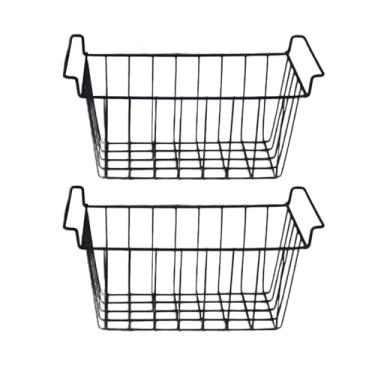 Imagem de Ｂｅｓｇａ 2x Freezer Organizador Bin Cesta de Arame Portátil Doméstico Grande Geladeira Cesta Despensa Bin para Apartamento Hotel Dormitório, 41.5cmx24.5cmx20cm