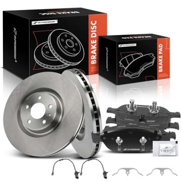 Imagem de A-Premium Rotores de freio a disco ventilados frontais de 14,02 polegadas (356 mm) + kit de pastilhas de cerâmica compatível com modelos selecionados Audi - A6 2017-2018, A6 Quattro 2012-2019, A7