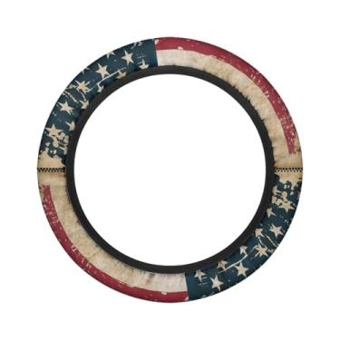Imagem de Darisoco Capa para volante de carrinho de golfe com bandeira americana, 1 peça, protetor de proteção interior de carro, leme de carro, protetor térmico fácil de usar