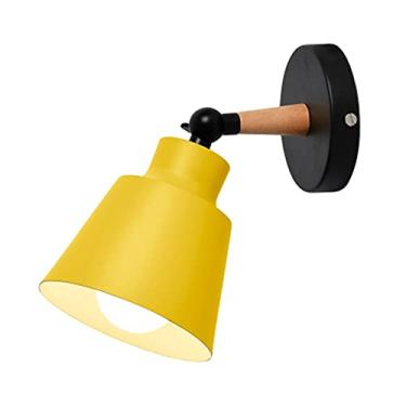 Imagem de Luminária de parede LED estilo nórdico quente para iluminação interna, moderna, de madeira, suporte para quarto, luz doméstica, sala de estar, banheiro (amarelo)
