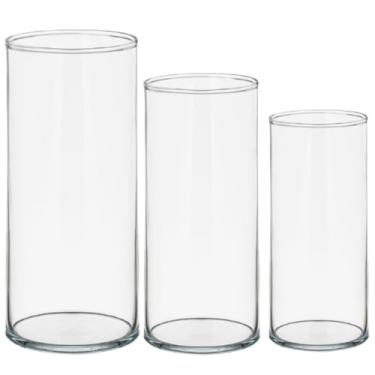 Imagem de Vaso De Vidro CilíNdrico Decorativo Tubo Transparente DecoraçãO Arranjo Mesa Flores