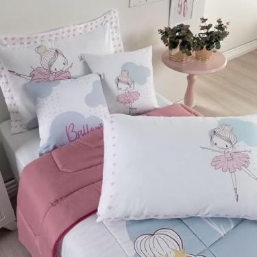 Imagem de Kit Edredom Solteiro 5 Peças Infantil juvenil Ballet Meninas Hipercal 400 Fios