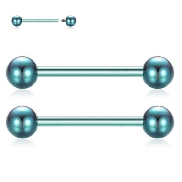 Imagem de PEAKLINK G23 Anéis de mamilo de titânio barra de mamilo barra reta joia corporal barra sobrancelha rosca interna língua piercing 12 14 16G, Sem Pedra Preciosa