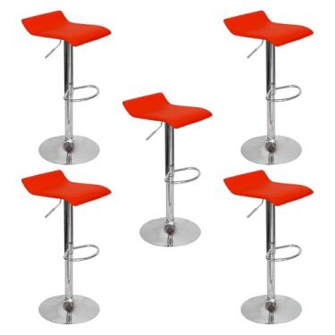 Imagem de Kit 5 Banquetas Toquio Wave Enzo Belo Horizonte Recouro Giratória com Regulagem Vermelho - Lianto Decor