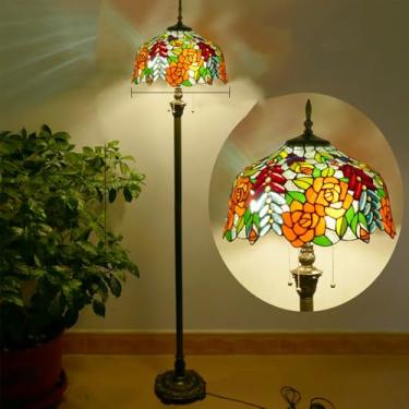 Imagem de Lâmpada de chão retrô americana Sala de estar de luxo europeia Quarto Villa Hotel Café Vidro colorido Luzes decorativas (Estilo 29)