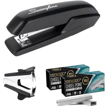 Imagem de Grampeador resistente – grampeadores para mesa, capacidade para 20 folhas, grampeador de escritório com 2 unidades de grampeadores, removedor de grampos – grampeadores de mesa de metal antiderrapante,