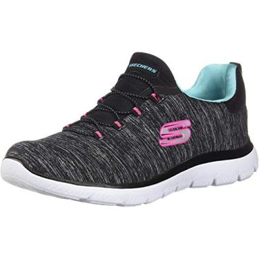 Imagem de Skechers Summits quick Getaway feminino, Preto/azul claro, 6 Wide