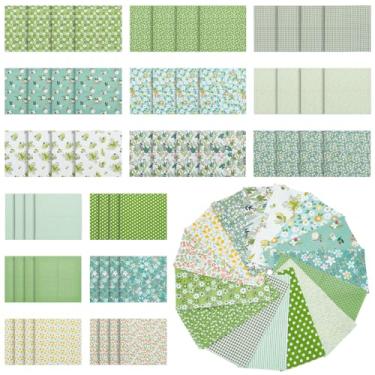 Imagem de FREEBLOSS Pacote de quadrados de tecido floral de algodão 60 peças para costura acolchoada, tecido pré-cortado, tecido de bolo, para acolchoar, tecido floral, suprimentos para patchwork, esquema de