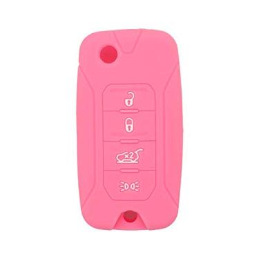 Imagem de SEGADEN Silicone Cover Protector Case Holder Skin Jacket Compatible with JEEP Renegade 4 Button Flip Remote Key Fob CV4757 Pink