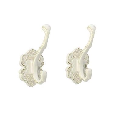 Imagem de Ganchos de parede rústicos SDH, montados na parede, ganchos de roupão, vintage, banheiro, corredor, liga de alumínio (branco)