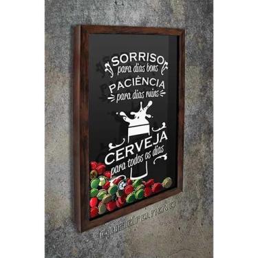Imagem de Quadro Porta Tampinhas Cerveja para todos os dias - Quadro Novo, Marro