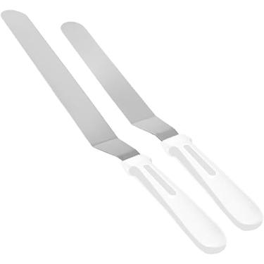 Imagem de Kit 2 Espátulas Confeiteiro Angular Curva Em Inox Para Bolos E Tortas Confeitaria