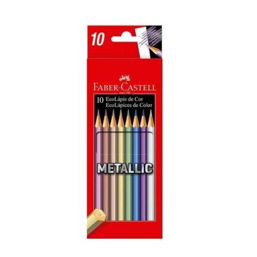 Imagem de Lápis de cor Faber-Castell EcoLápis Metalicas com 10 cores, para papéi