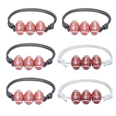 Imagem de QLUYCKW 4 pulseiras esportivas trançadas para mulheres e homens, bola com tema esportivo, personalizada, basquete, rúgbi, vôlei, futebol, contas de amizade para o time, joias charmosas, Medium, Corda