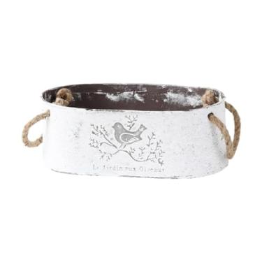 Imagem de Ioensy Balde de flor de ferro com alça vasos de flores decoração rústica decoração vintage countryside decoração berçário pail de plantador, 24x13x9cm