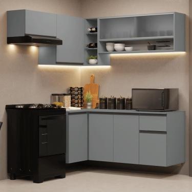 Imagem de Armário De Cozinha Completa De Canto Suspenso 325cm Nice Madesa 01 Cinza