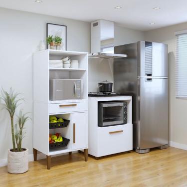 Imagem de Conjunto 2 Peças Fruteira com Nicho e Balcão 4 Bocas Porto Velho Branco