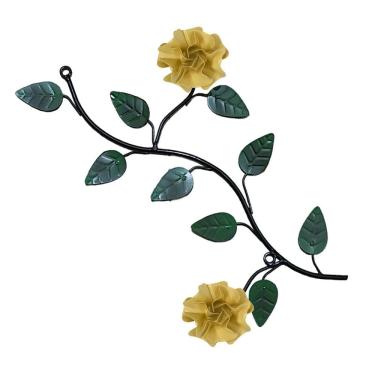 Imagem de Arranjo De Parede Com Folhas E Flores Em Ferro 2 Rosas Bege